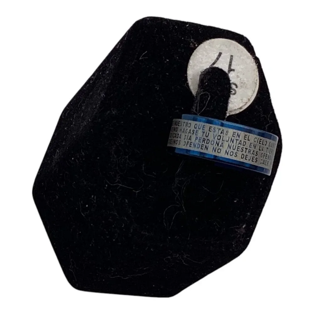 Blue Stainless Steel‎  Padre Nuestro Lords Prayer Spanish Ring Size 7